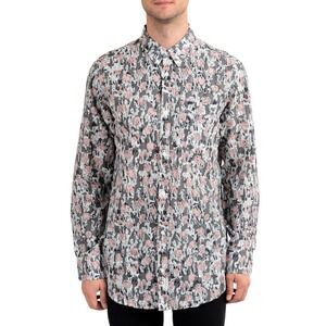 Burberry Men's Linen Graphic Button-Down Long Sleeve Casual Shirt